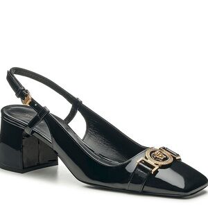 🆕 Versace Medusa Black Patent Vernis Leather Slingback Sleek Pump
